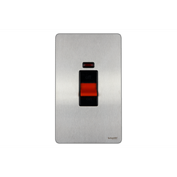 Schneider USFP 50A 2G Switched & Neon Black Insert Stainless Steel - GU4421BSS