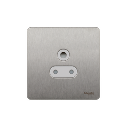 Schneider USFP 5A 1G Round Pin Unswitched Socket White Insert Stainless Steel - GU3480WSS
