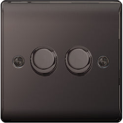 BG Nexus Metal Black Nickel 2 Gang 2 Way Dimmer Switches - NBN82P