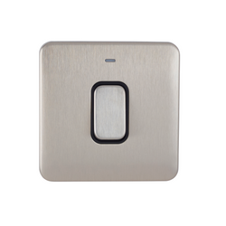 Schneider LSD 1G 50A Double Pole Switched with LED Ind Black Insert - Stainless Steel - GGBL4011BSS