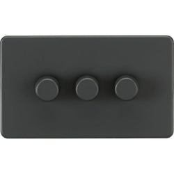 Knightsbridge Screwless 3G 2-way 10-200W (5-150W LED) trailing edge dimmer - Anthracite - SF2183AT