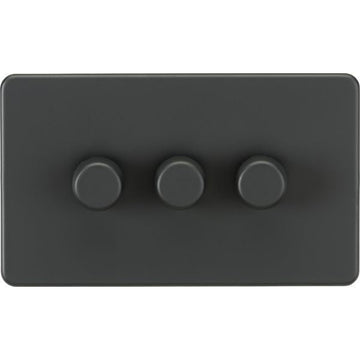 Knightsbridge Screwless 3G 2-way 10-200W (5-150W LED) trailing edge dimmer - Anthracite - SF2183AT