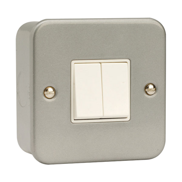 Click Scolmore Essentials Metal Clad 2 Gang 2 Way 10A Switch (No K/O) - CL012B