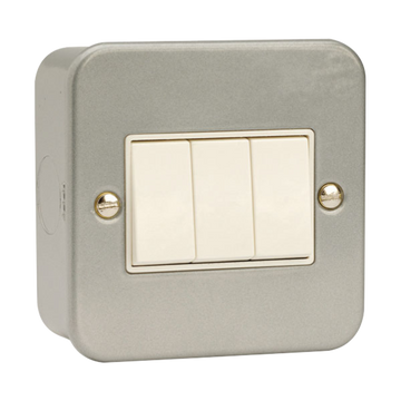 Click Scolmore Essentials Metal Clad 3 Gang 2 Way 10A Switch - CL013