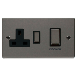 Click Scolmore Deco Ingot 45A Cooker Switch Unit with 13A 2 Pole Switched Socket - VPBN504BK