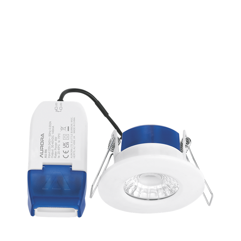 Aurora R6 6W Dimmable IP65 Downlight Warm White - White - AU-R6-30