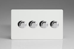 Varilight 4 Gang 2 Way Push On/Off Rotary LED Dimmer 4 x 0 120W (1 10 LEDs) (Twin Plate) - JDQDP254S