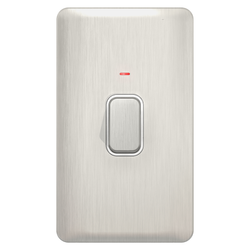 Schneider LSD 2G 50A Double Pole Switched LED Indicator White Insert Stainless Steel - GGBL4021WSS