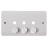 Click Scolmore MiniGrid Mode 3 Gang Double Dimmer Plate & Knobs White - CMA147PL