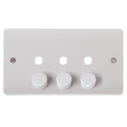 Click Scolmore MiniGrid Mode 3 Gang Double Dimmer Plate & Knobs White - CMA147PL