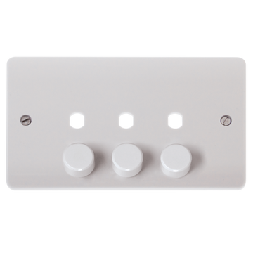 Click Scolmore MiniGrid Mode 3 Gang Double Dimmer Plate & Knobs White - CMA147PL