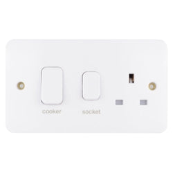 Schneider LWM 45A Double Pole Cooker Control Unit LED Ind White - GGBL4001
