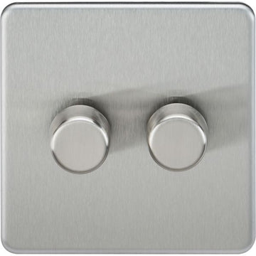Knightsbridge Screwless 2G 2-way 10-200W (5-150W LED) trailing edge dimmer - Brushed Chrome - SF2182BC