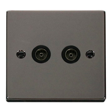 Click Scolmore Deco 2 Gang Non-Isolated Co-Axial Socket - VPBN066BK