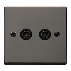 Click Scolmore Deco 2 Gang Non-Isolated Co-Axial Socket - VPBN066BK