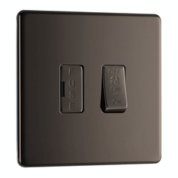 BG Nexus Flatplate Screwless Black Nickel 10AX 1-Gang, 3-Pole Fan Isolator Switch - Black Nickel FBN15F