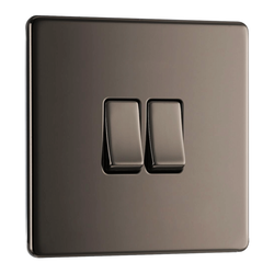 BG Screwless Flatplate Black Nickel Double Switch, 10Ax 2 Way - FBN42