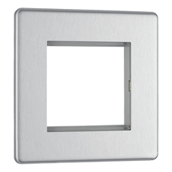 BG Flat Plate Brushed Steel 2 Mod Sq Front Plate - FBSEMS2
