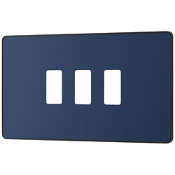 BG Evolve 3 Gang Grid Front Plate - Matt Blue (Black) - RPCDDB3B