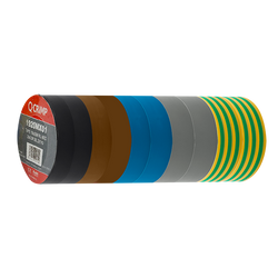 UniCrimp Electrical Tape 19X20M Mixed 2Xb,Br,Bl,Gy,Yg - 1920MX01