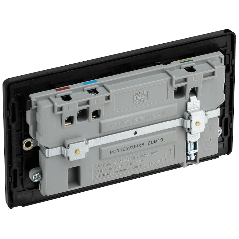 BG Evolve Matt Black Wifi Extender Double Switched 13A Power Socket ...