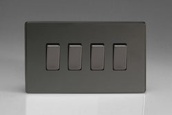 Varilight 4-Gang 10A 1- or 2-Way Rocker Switch (Twin Plate) - XDI9S