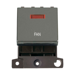 Click Scolmore MiniGrid 20A Double-Pole Ingot & Neon Fan Switch Black Nickel - MD023BN-FN