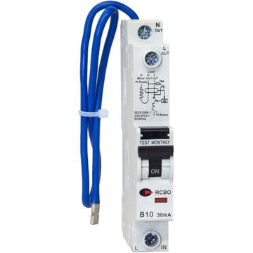 Lewden 10A Single Pole 1 Module B Curve 6kA 30mA Type A RCBO - RCBO-10-30-SPA
