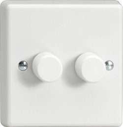 Varilight Classic 2x400W 2 Gang 2 Way Dimmer Knob Double HQ83W - White - HQ83W