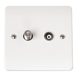 Click Scolmore Mode 1 Gang Non-Isolated Satellite/Coaxial Socket Polar White - CMA170