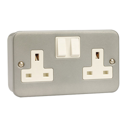 Click Scolmore Essentials Metal Clad 2 Gang Double Pole 13A Switched Socket - CL036