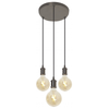 4Lite WiZ Connected SMART LED Decorative 3-way Circular Pendant in Blackened Silver complete with 3 x WiFi Smart LED Globe Lamps