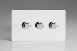 Varilight 3 Gang 2 Way Push On/Off Rotary LED Dimmer 3 x 0 120W (1 10 LEDs) (Twin Plate) - JDQDP303S