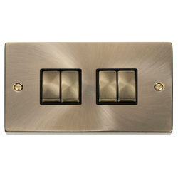 Click Scolmore Deco Ingot 4 Gang 10AX 2 Way Plate Switch - VPAB414BK