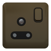 Schneider LSD 1G 15A Round Pin Switched Socket Black Insert Mocha Bronze - GGBL3090BMBS