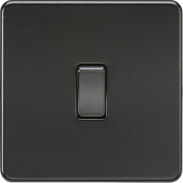 Knightsbridge Screwless 10AX 1G 2-Way Switch - Matt Black with black rocker - SF2000MBB