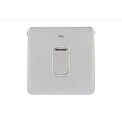 Schneider LSD 1G 50A Double Pole Switched with LED Indicator White Insert Polished Chrome - GGBL4011WPC