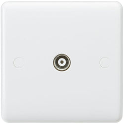 Knightsbridge Curved Edge Coax TV Outlet (non-isolated) - White - CU0100