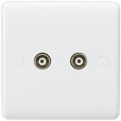 MLA Knightsbridge Curved Edge Twin Coax TV Outlet (Non-Isolated) - CU0110
