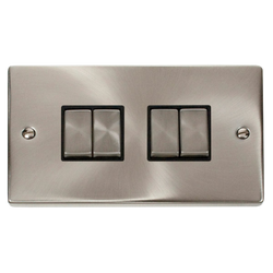 Click Scolmore Deco Ingot 4 Gang 10AX 2 Way Plate Switch - VPSC414BK