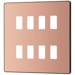 BG Evolve 8 Gang Grid Front Plate - Polished Copper (Black) - RPCDCP8B