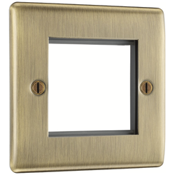 BG Nexus Metal Antique Brass Euro-Module Frontplate, 2 Module, Square - NABEMS2
