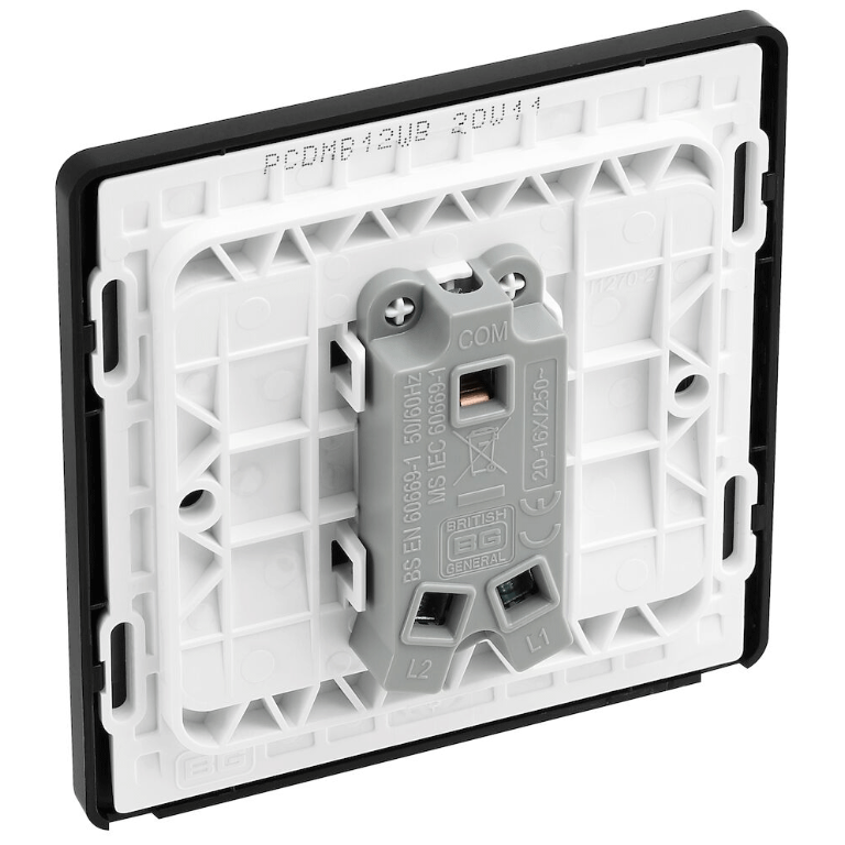 BG Evolve Matt Black Single Light Switch 20A 16AX 2 Way Wide Rocker ...