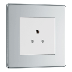 BG Nexus Flatplate Screwless Polished Chrome 2A 1 Gang Unswitched Round-Pin Socket - White Insert FPC28W