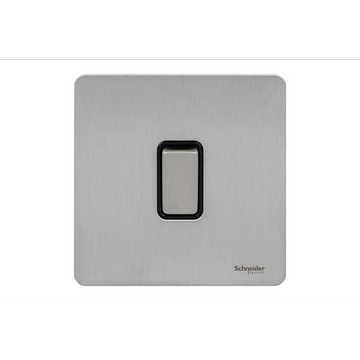 Schneider USFP 16AX 1G 2W Switched Black Insert - Stainless Steel - GU1412BSS