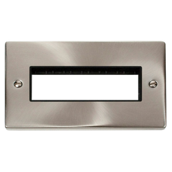 Click Scolmore MiniGrid 2 Gang Plate 6 Inline Aperture Satin Chrome - VPSC426BK