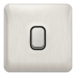 Schneider LSD 1G 20AX Double Pole Switch Black Insert - Stainless Steel RT PK - GGBL2010BSSS