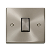 Click Scolmore Deco Satin Chrome 1 Gang 2 Way Plate Switch 10A  With Black Ingot - VPSC411BK