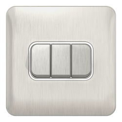 Schneider LSD 10AX 3G 2W Switch White Insert - Stainless Steel - GGBL1032WSS