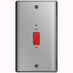 BG Nexus Metal Brushed Steel 45A Rectangular Cooker Control Unit, With Power Indicator - NBS72